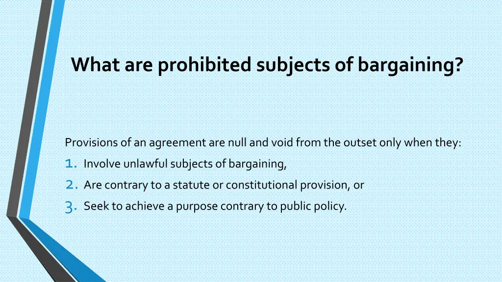 what are prohibited subjects of bargaining