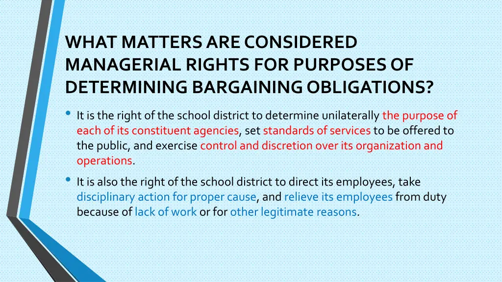 what matters are considered managerial rights