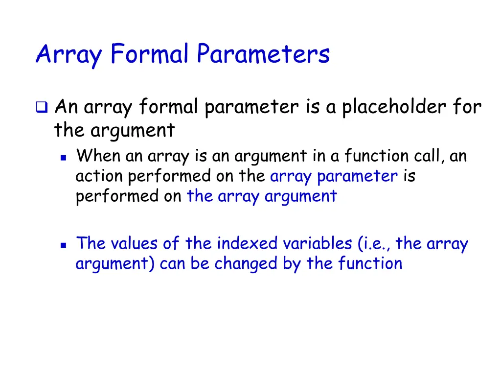 array formal parameters