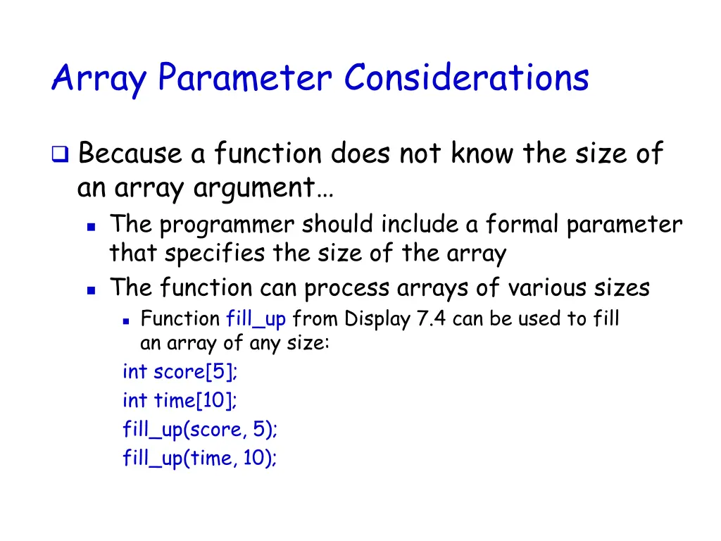 array parameter considerations