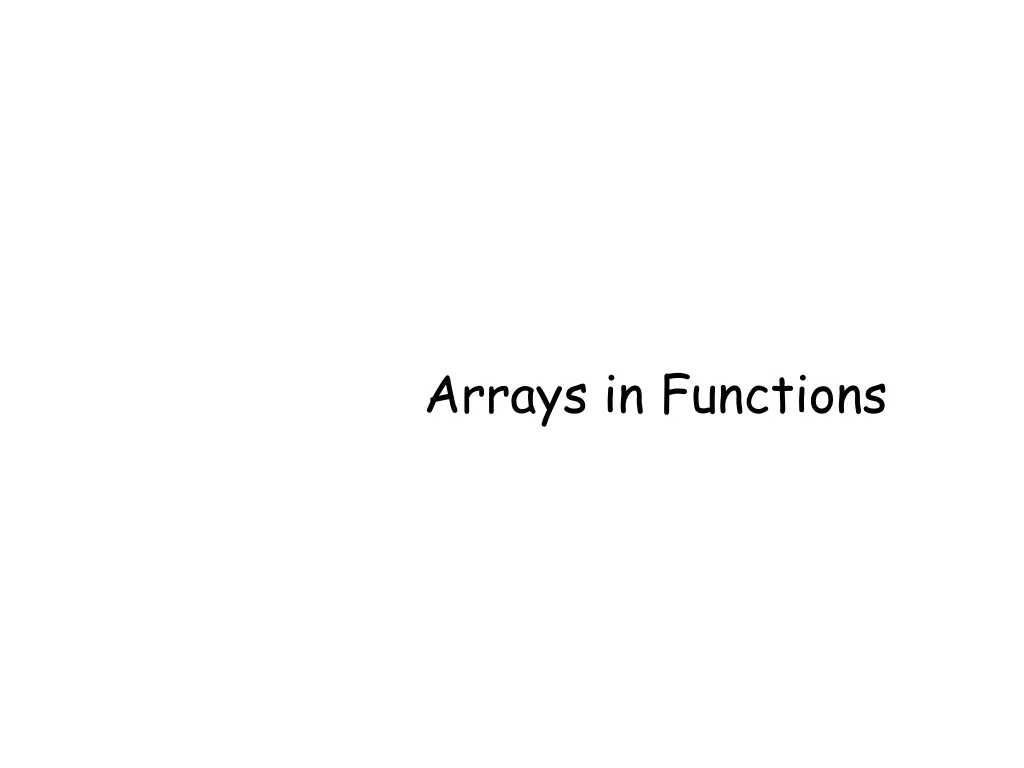 arrays in functions