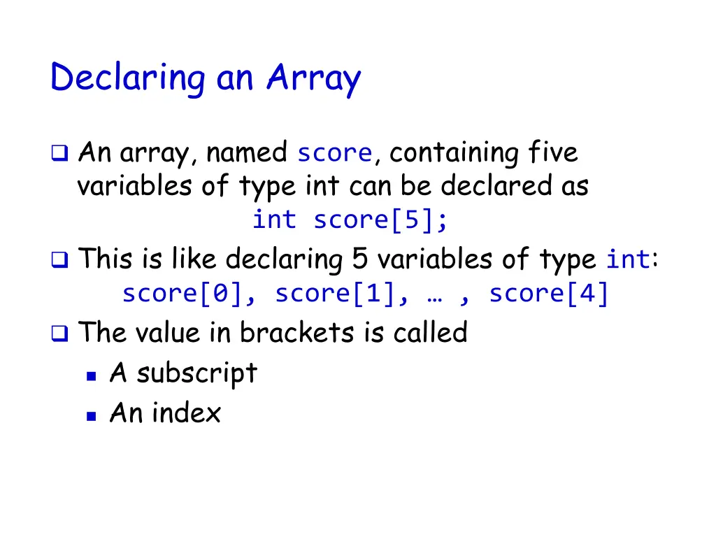 declaring an array