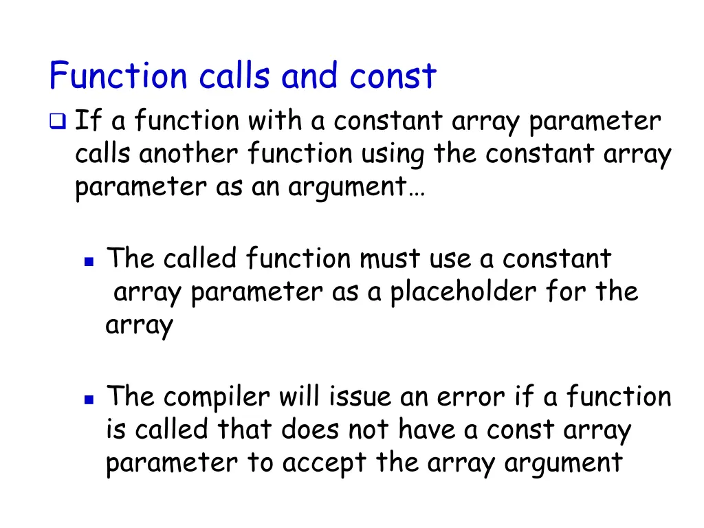 function calls and const if a function with