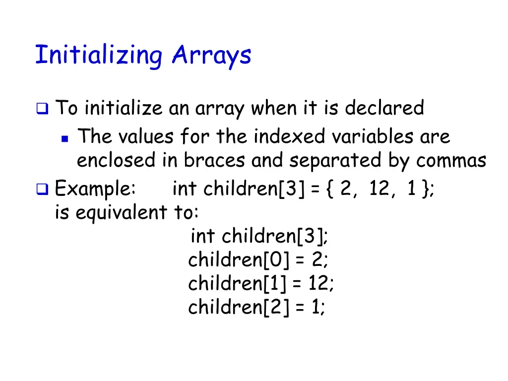 initializing arrays