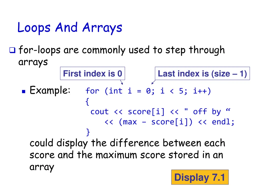 loops and arrays