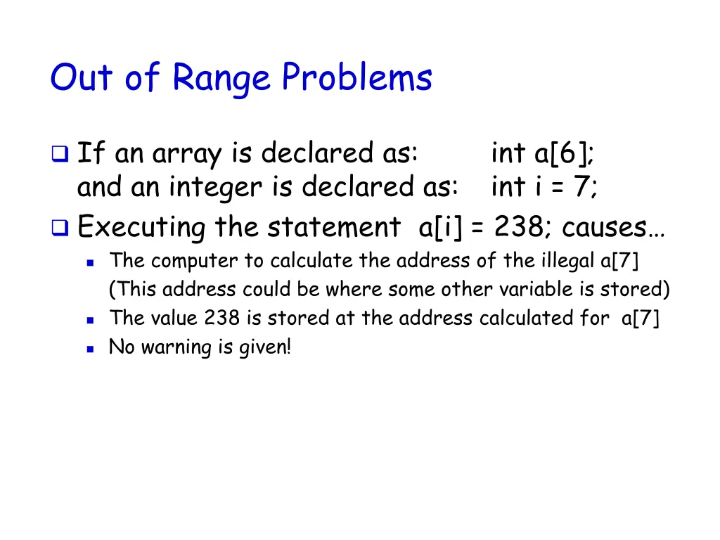 out of range problems