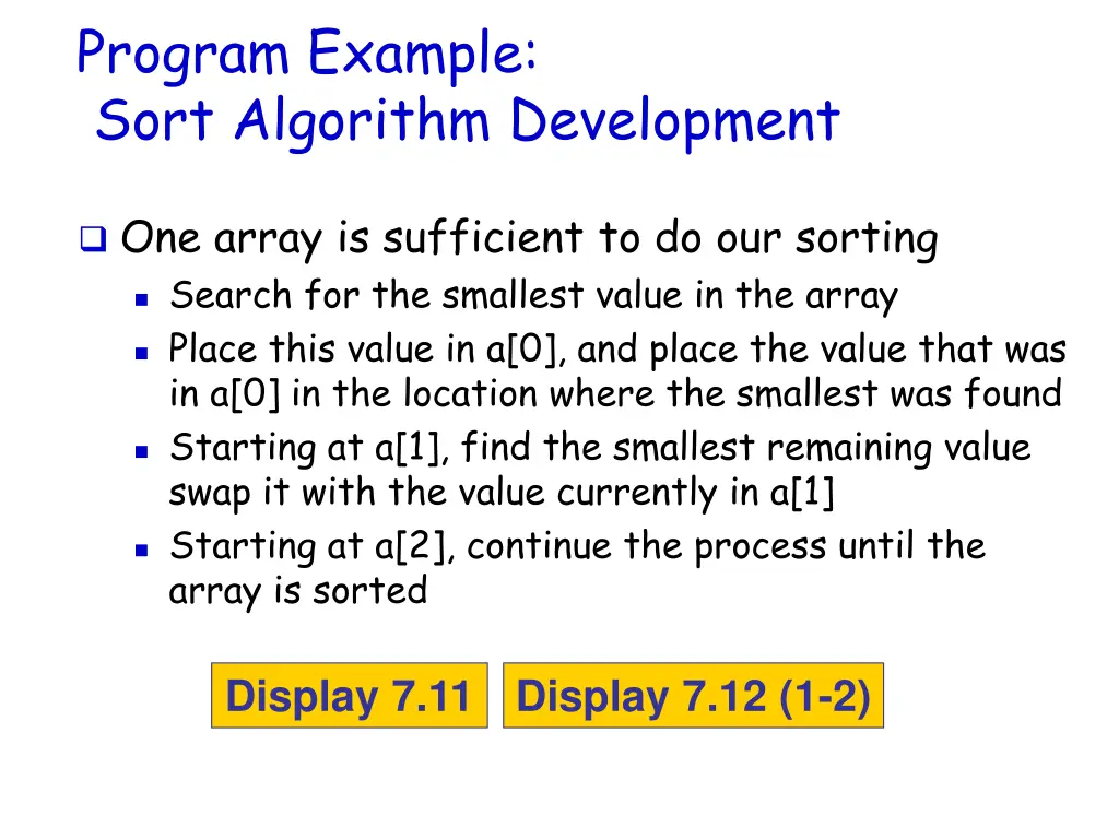 program example sort algorithm development