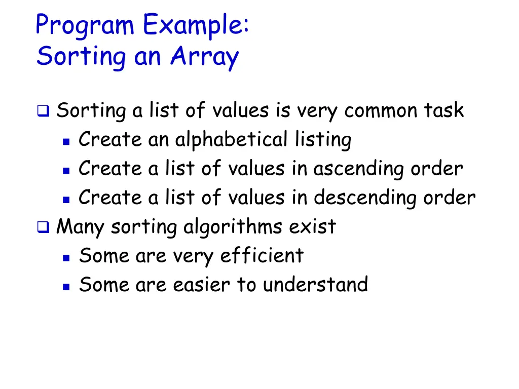 program example sorting an array