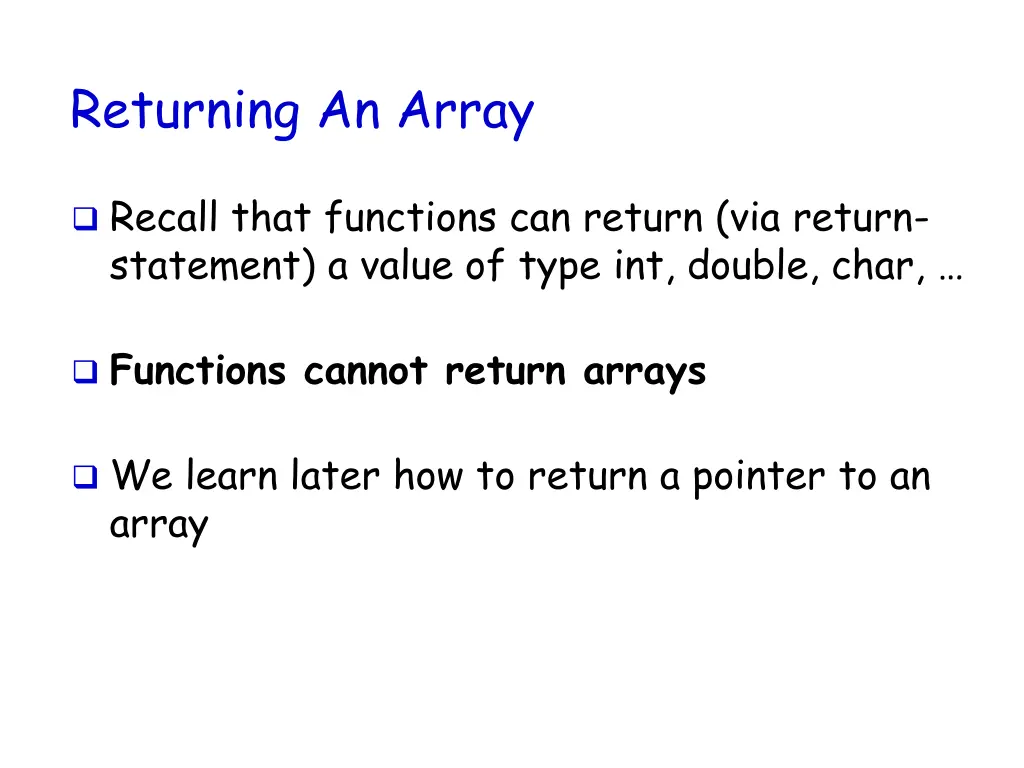 returning an array