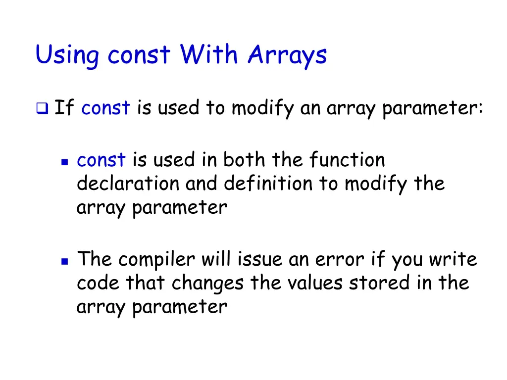 using const with arrays