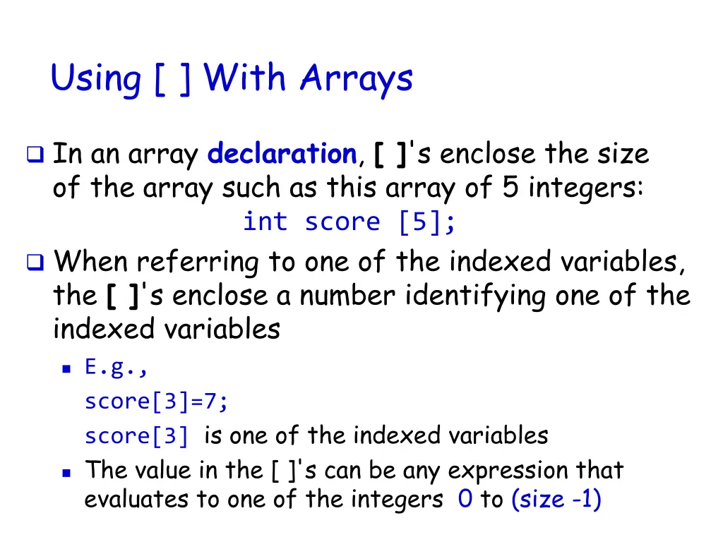 using with arrays