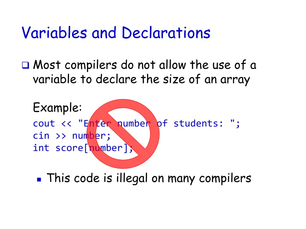 variables and declarations