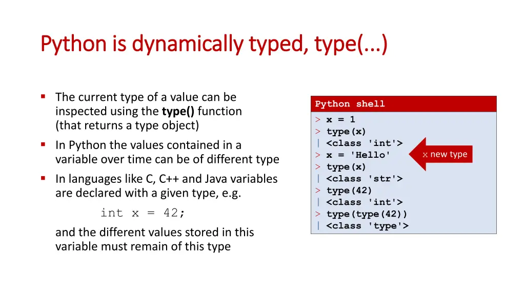 python is dynamically typed type python