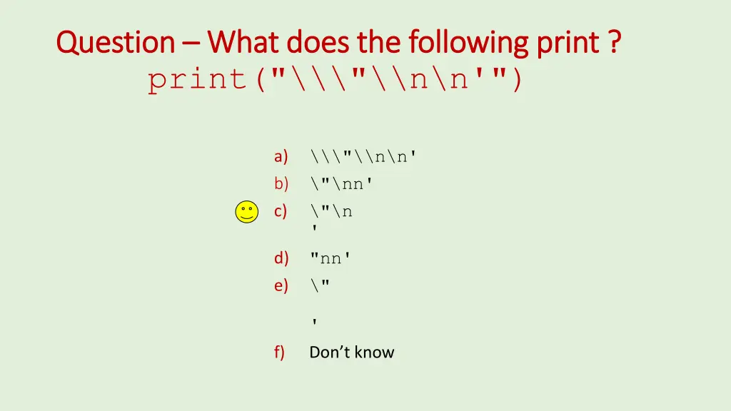 question question what print n n