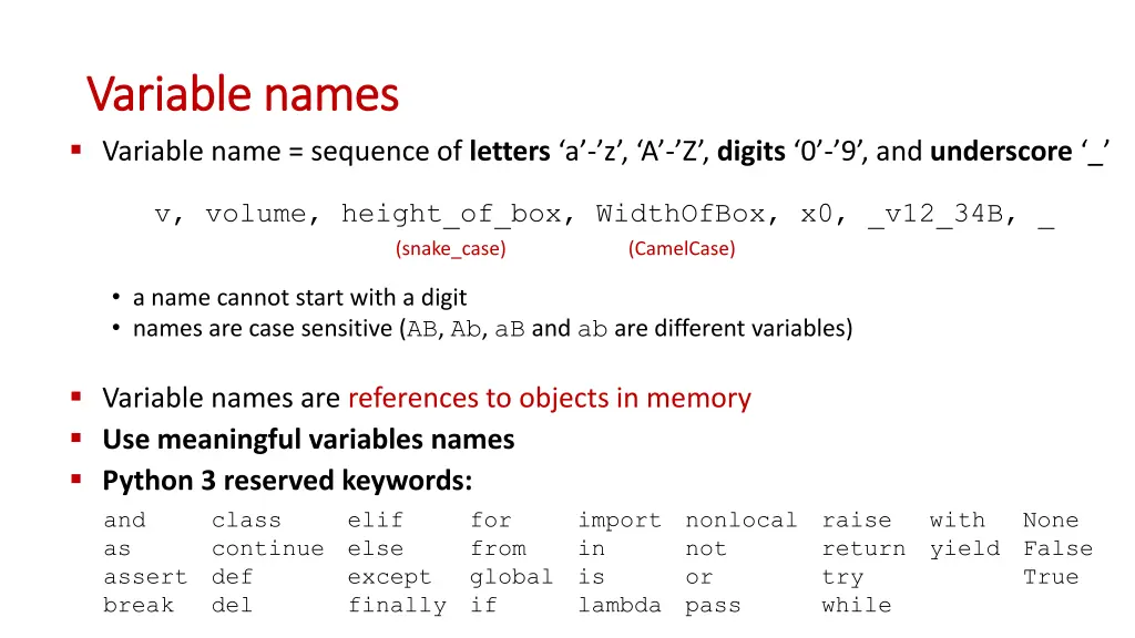 variable names variable names variable name