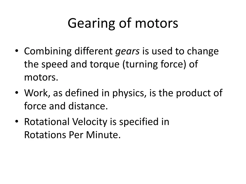 gearing of motors