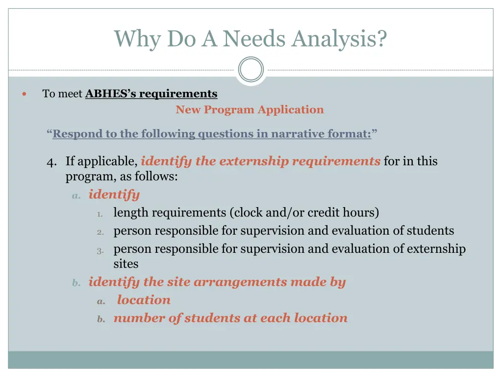 why do a needs analysis 4