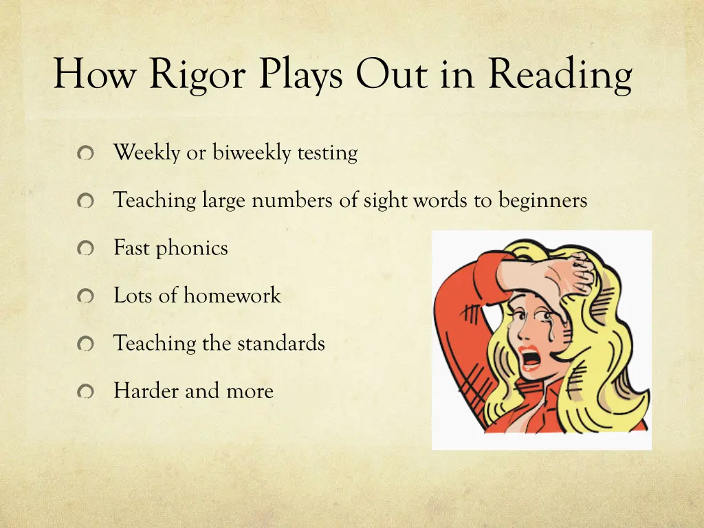 how rigor plays out in reading