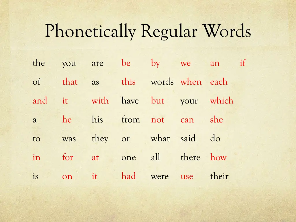 phonetically regular words