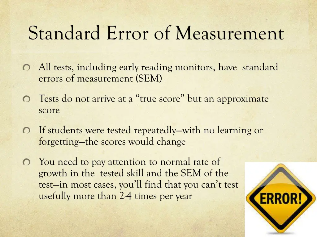 standard error of measurement