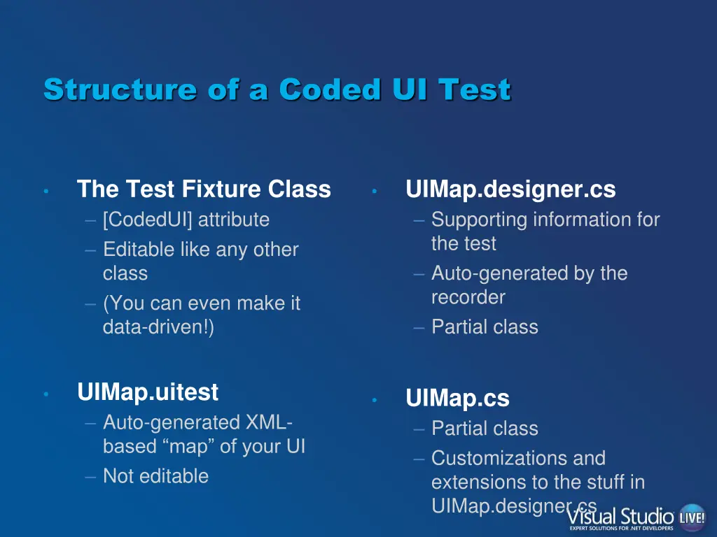 structure of a coded ui test