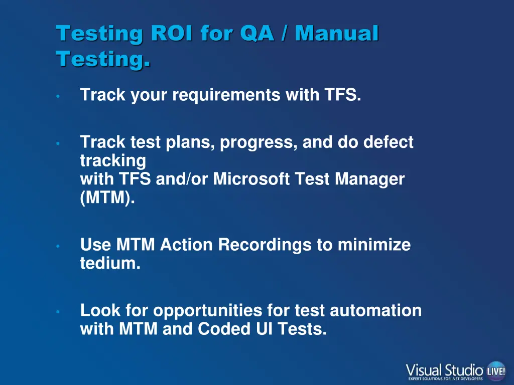 testing roi for qa manual testing