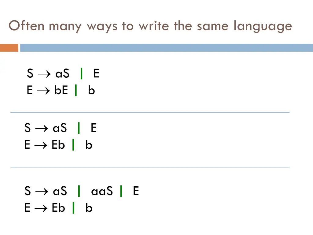 often many ways to write the same language