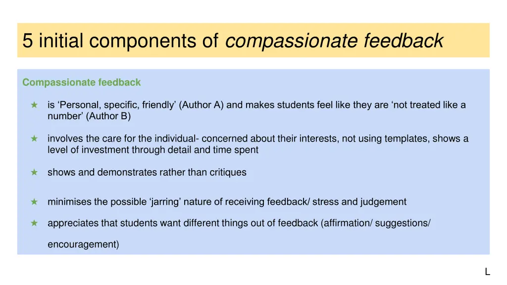 5 initial components of compassionate feedback