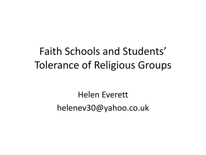 faith schools and students tolerance of religious