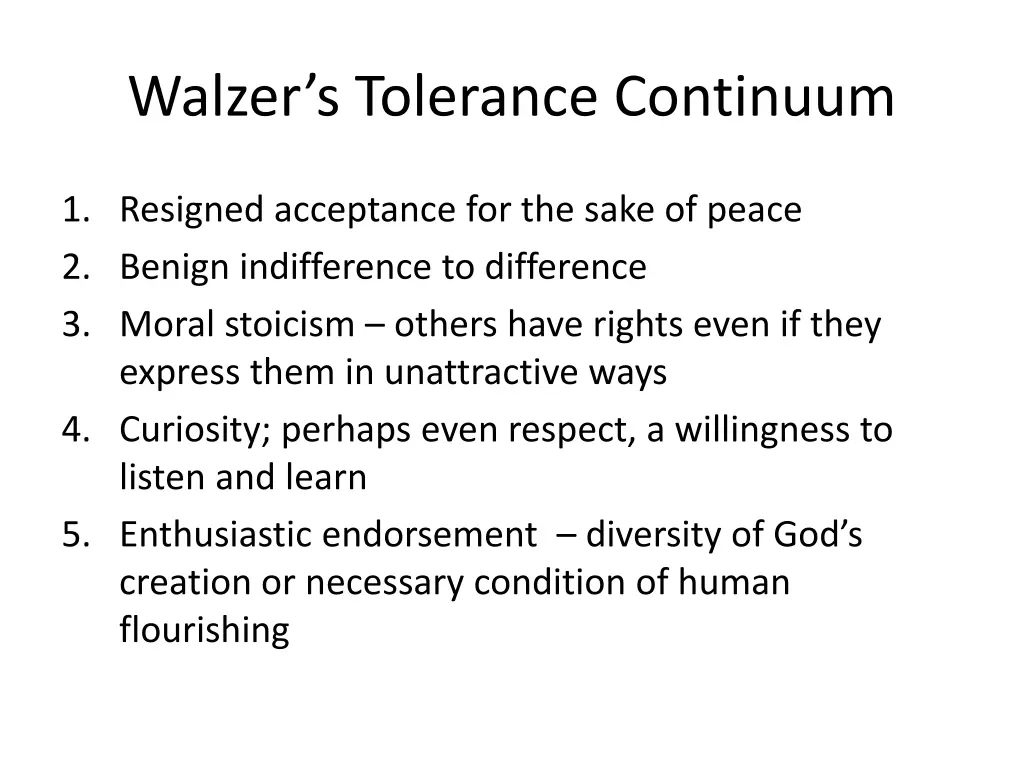 walzer s tolerance continuum