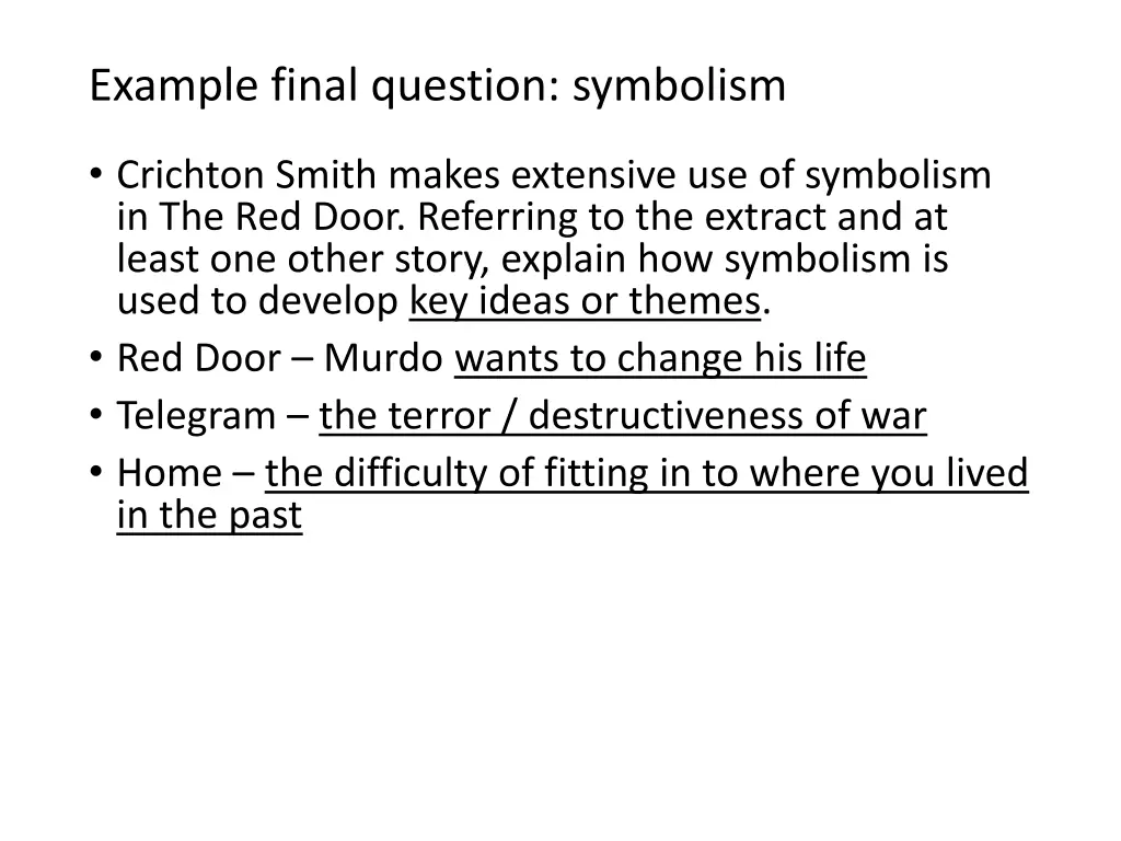 example final question symbolism