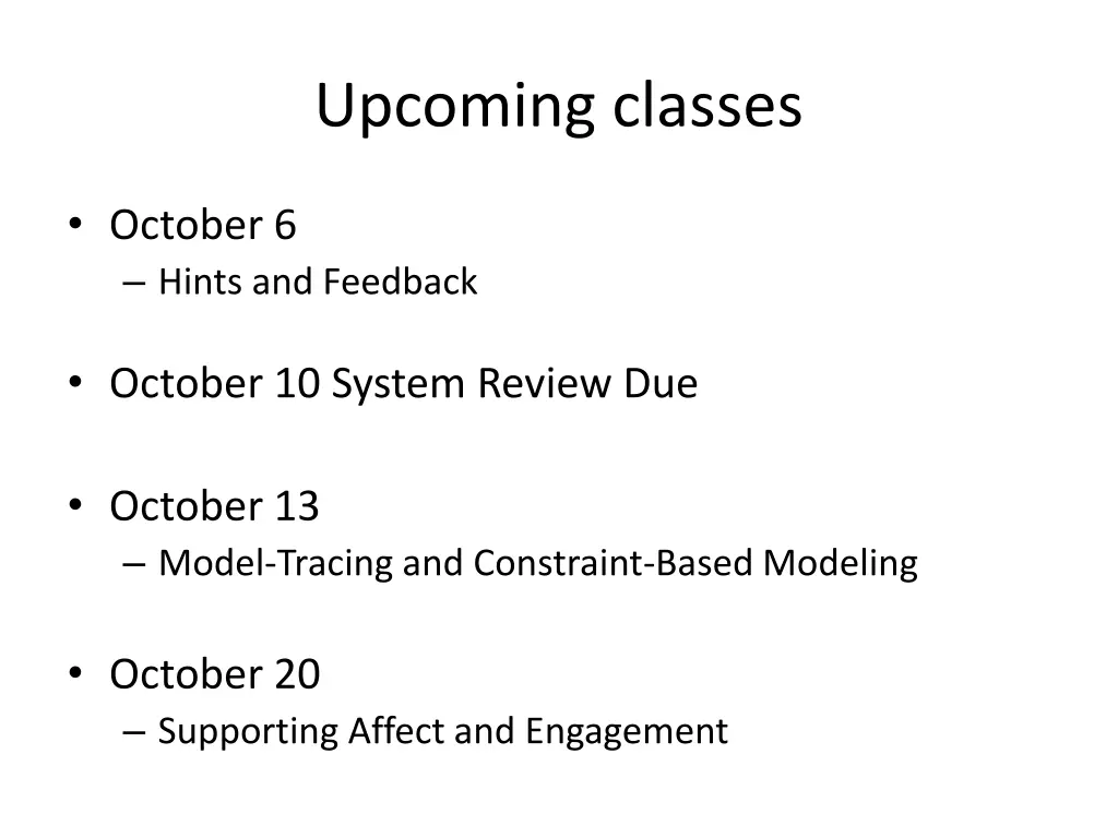 upcoming classes