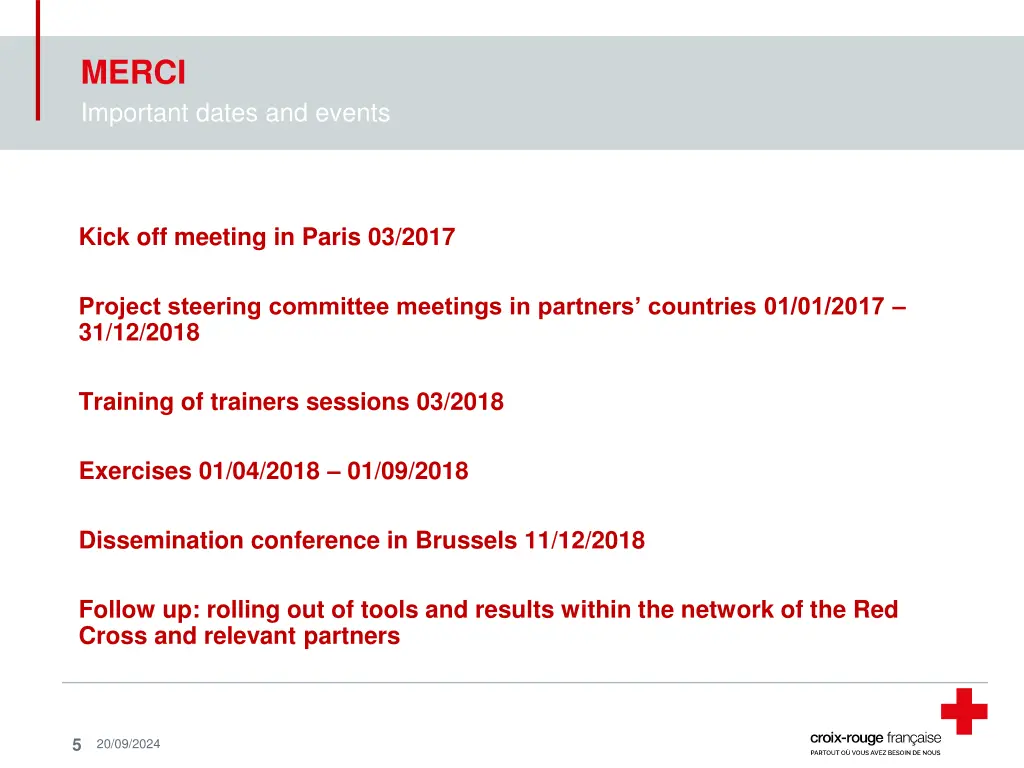 merci important dates and events