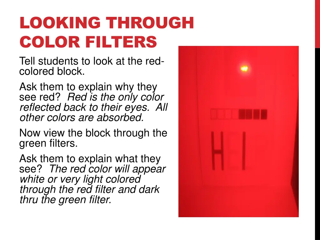 looking through color filters tell students