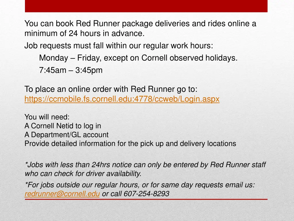 you can book red runner package deliveries