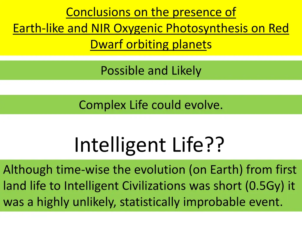 conclusions on the presence of earth like