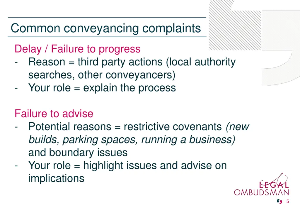 common conveyancing complaints