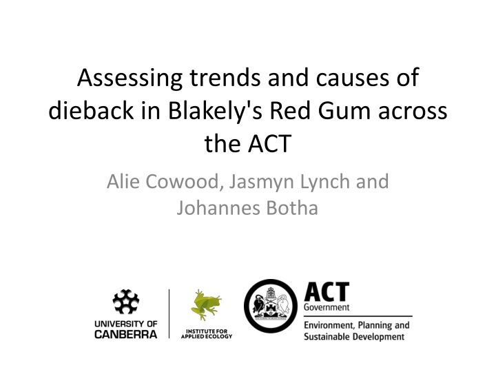 assessing trends and causes of dieback in blakely