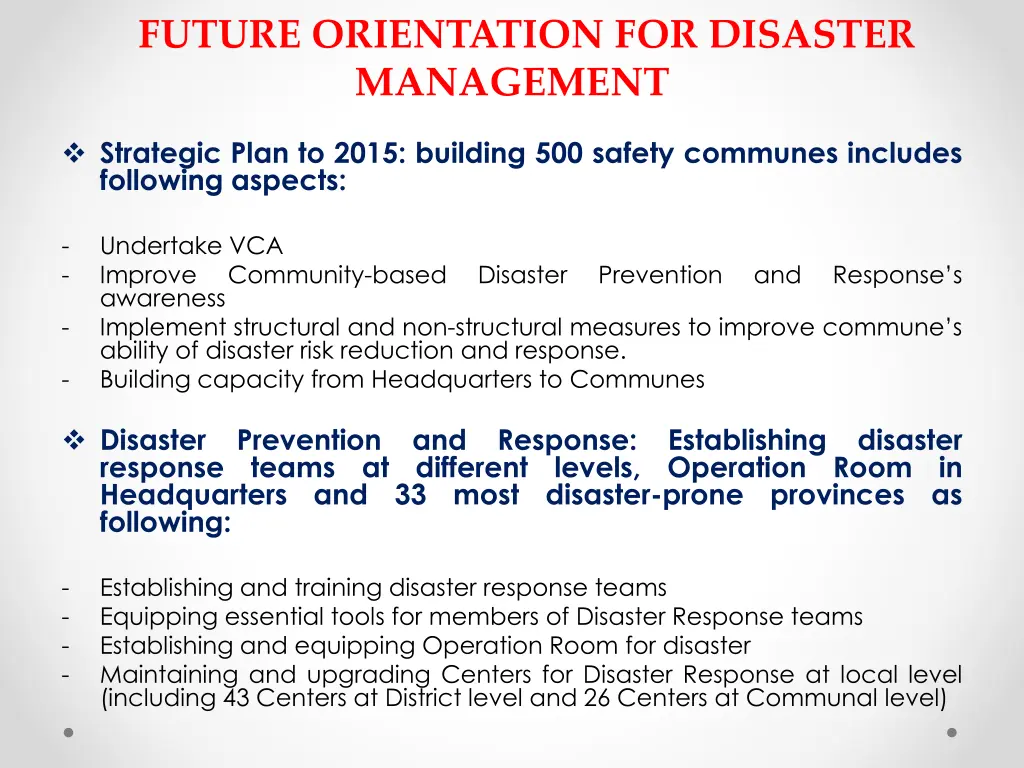 future orientation for disaster management