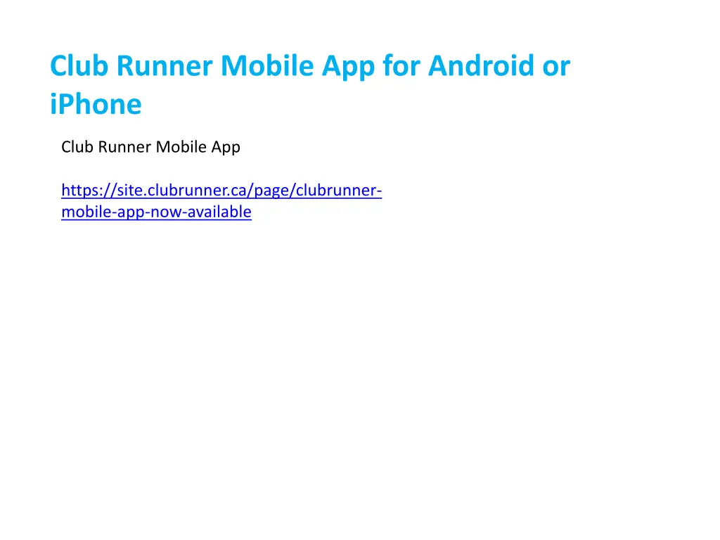 club runner mobile app for android or iphone