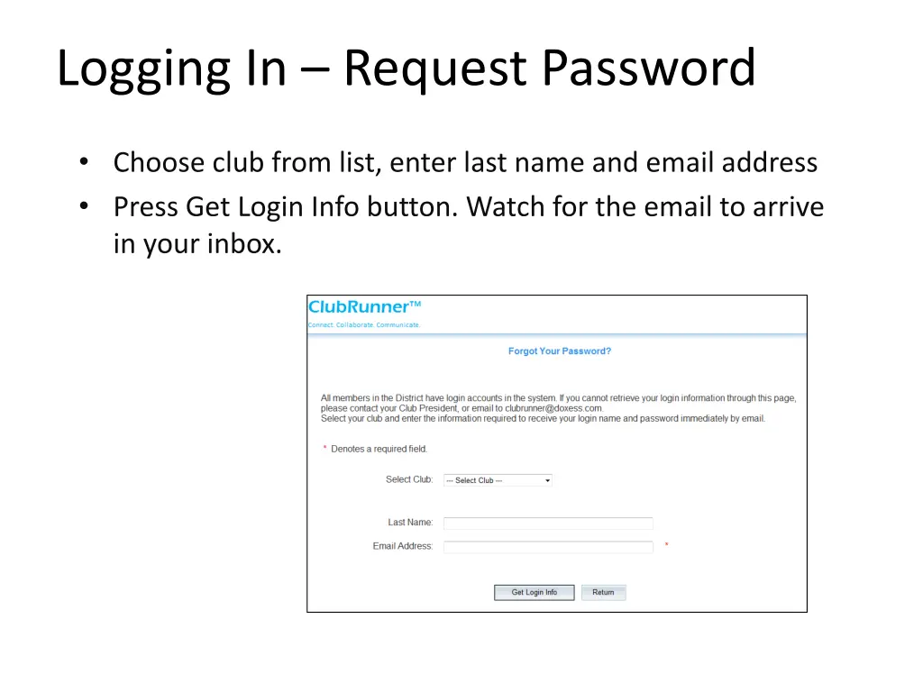 logging in request password 1