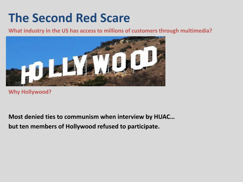 the second red scare what industry