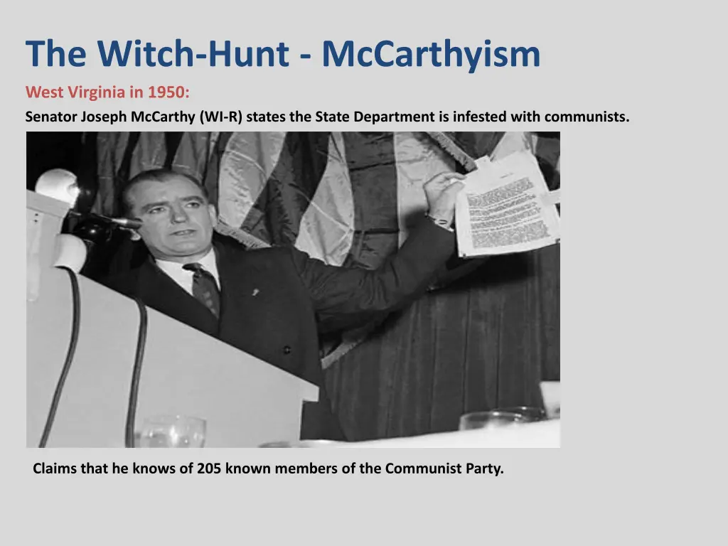 the witch hunt mccarthyism west virginia in 1950