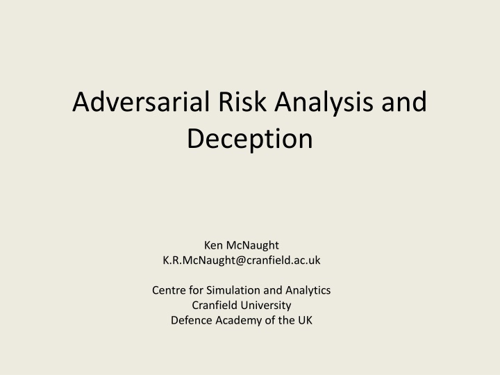 adversarial risk analysis and deception