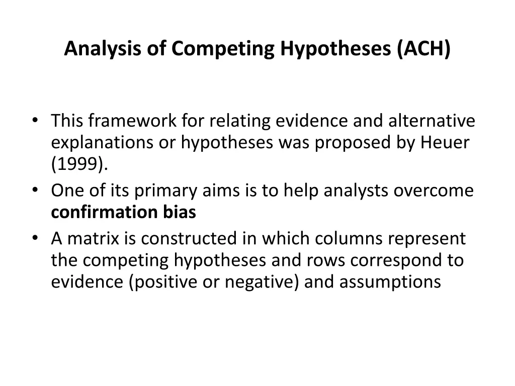 analysis of competing hypotheses ach