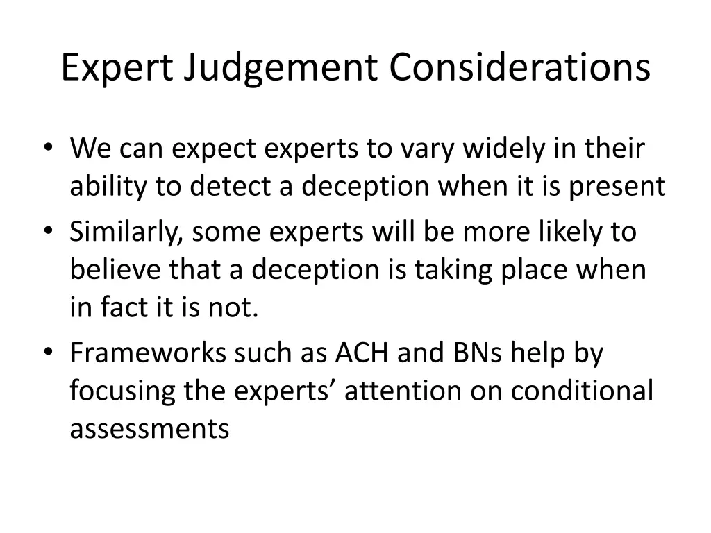 expert judgement considerations 1