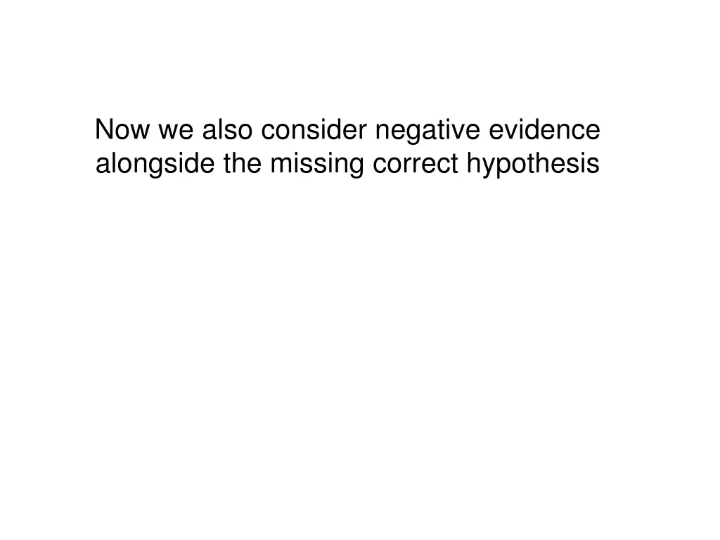 now we also consider negative evidence alongside