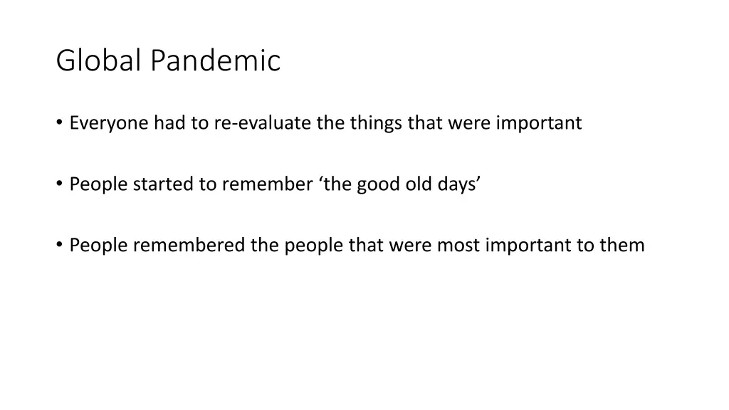 global pandemic