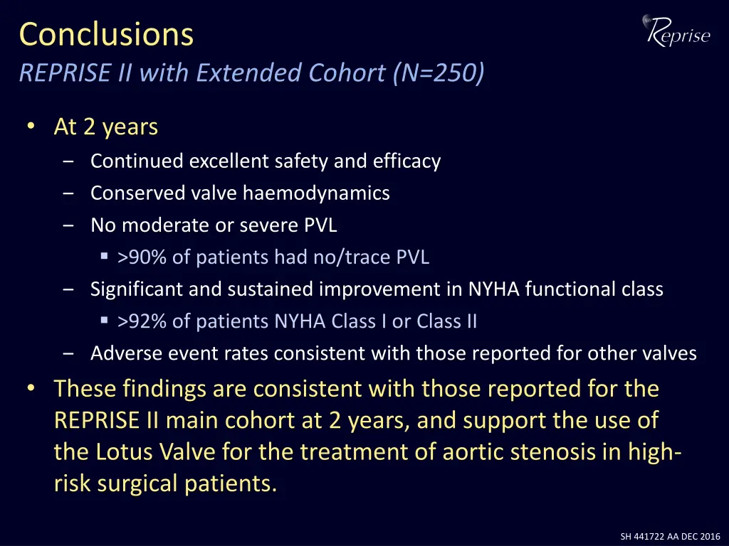 conclusions reprise ii with extended cohort n 250