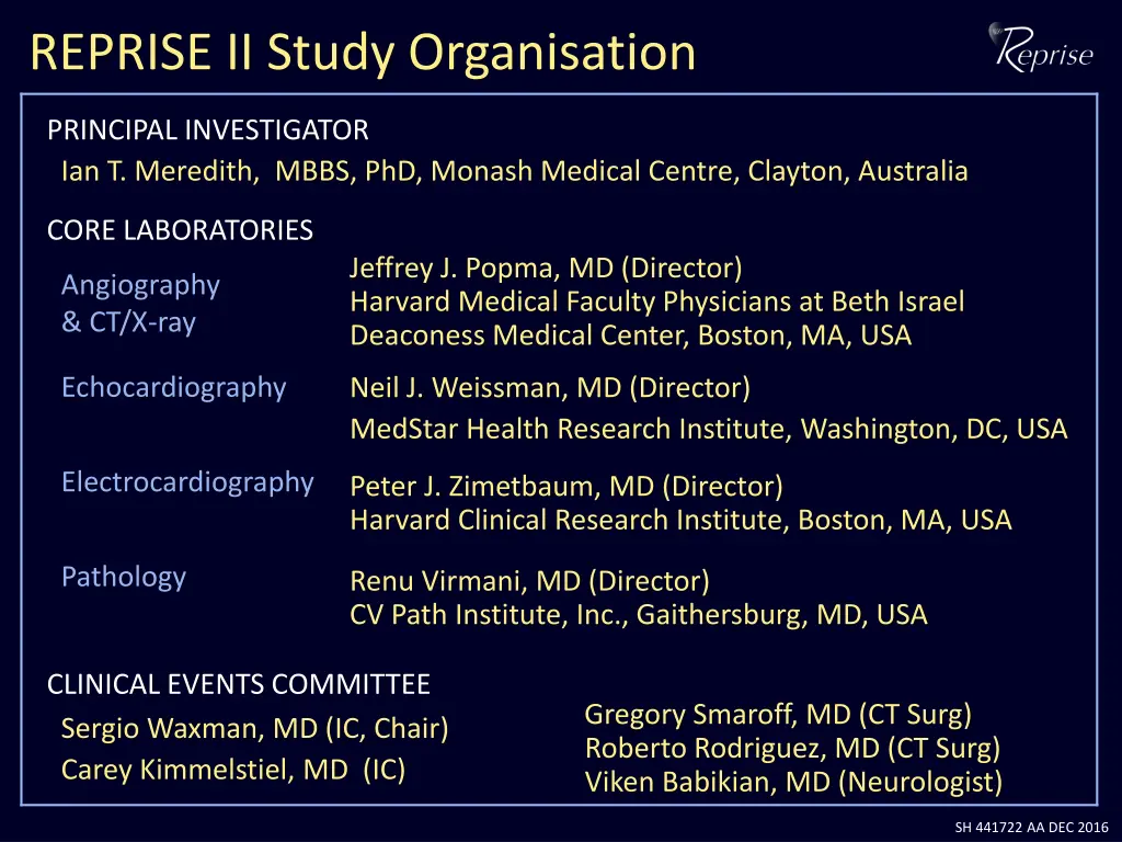 reprise ii study organisation